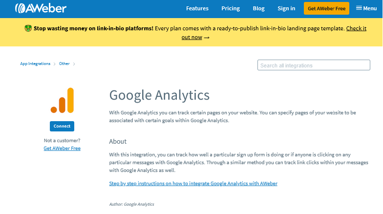 AWeber vs Mailchimp : AWeber google analytics